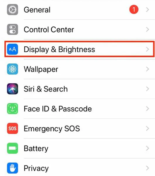 Tắt tự điều chỉnh độ sáng iOS 14